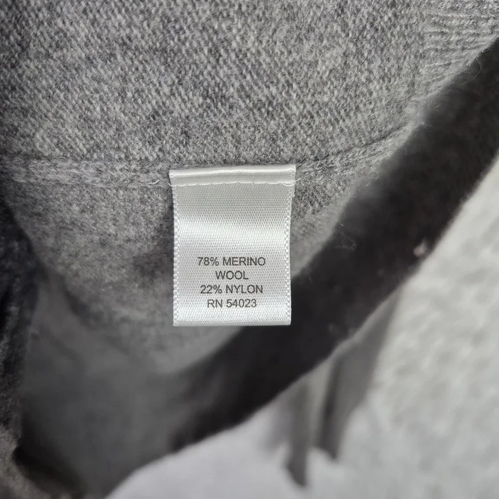 Banana Republic Mens Merino Wool Blend Full Zip Hoodie Gray Elbow Patch Medium